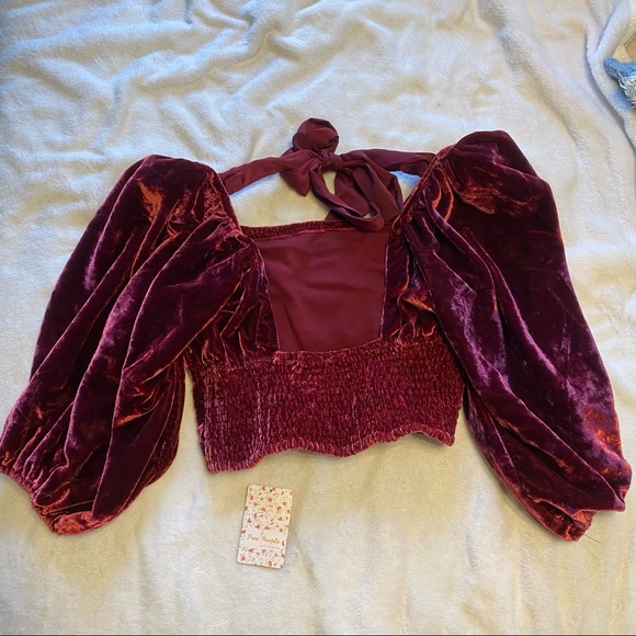 Free people Marie velvet bubble sleeve crop top - Picture 6 of 6
